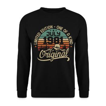 Juli 1981 Geburtstagsgeschenk 1981 Juli - Unisex Pullover - Schwarz - Vorne - Alina (178cm) & Michal (187cm)