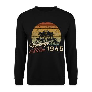 Vintage 1945 Anniversaire Cadeau 1945 Rétro 1945 - Sweat-shirt Unisexe - noir - Devant - Alina (178cm) & Michal (187cm)