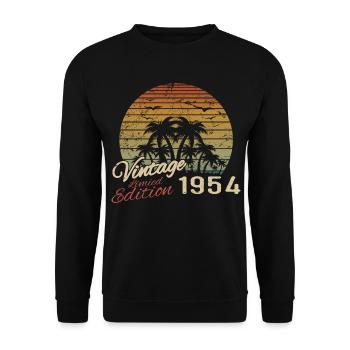 Vintage 1954 Birthday Gift 1954 Retro 1954 - Unisex Sweatshirt - black - Front - Alina (178cm) & Michal (187cm)