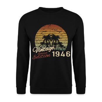 Vintage 1946 Anniversaire Cadeau 1946 Rétro 1946 - Sweat-shirt Unisexe - noir - Devant - Alina (178cm) & Michal (187cm)
