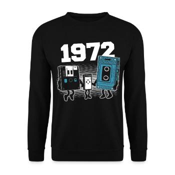 Vintage Born In 1972 Geburtstagsgeschenk 1972 - Unisex Pullover - Schwarz - Vorne - Alina (178cm) & Michal (187cm)