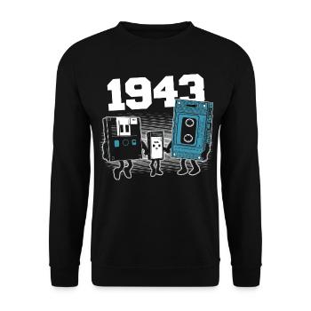 Jahrgang Jahrgang 1943 Geburtstagsgeschenk 1943 - Unisex Pullover - Schwarz - Vorne - Alina (178cm) & Michal (187cm)