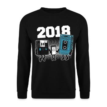 Vintage Born In 2018 Birthday Gift 2018 - Unisex Sweatshirt - black - Front - Alina (178cm) & Michal (187cm)