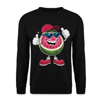 Wassermelone - Unisex Pullover - Schwarz - Vorne - Alina (178cm) & Michal (187cm)