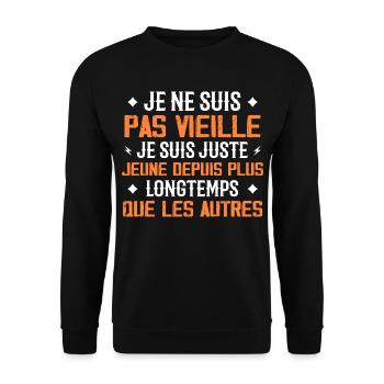 I'm Not Old Vintage Anniversary Gift - Unisex Sweatshirt - black - Front - Alina (178cm) & Michal (187cm)