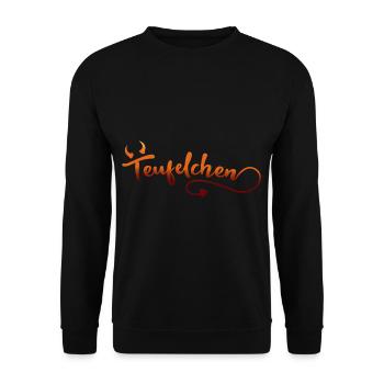 Teufelchen Teufel Kostüm Halloween - Unisex Pullover - Schwarz - Vorne - Alina (178cm) & Michal (187cm)