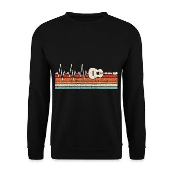 Gitarre Herzschlag - Unisex Pullover - Schwarz - Vorne - Alina (178cm) & Michal (187cm)