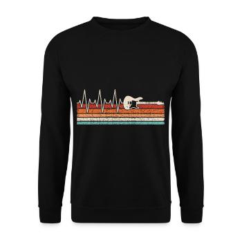 E-Gitarre Herzschlag - Unisex Pullover - Schwarz - Vorne - Alina (178cm) & Michal (187cm)