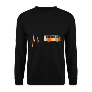 Busfahrer Herzschlag Linienbus EKG Bus Retro - Unisex Pullover - Schwarz - Vorne - Alina (178cm) & Michal (187cm)