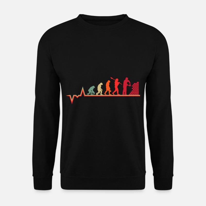 Evolution Maurer Herzschlag Bauarbeiter - Unisex Pullover - Schwarz
