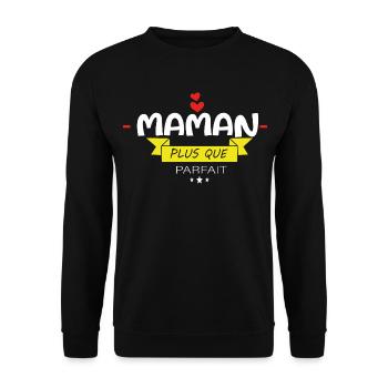 Maman Plus Que Parfaite - Sweat-shirt Unisexe - noir - Devant - Alina (178cm) & Michal (187cm)