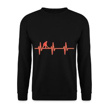 Feldhockey Herzschlag - Unisex Pullover - Schwarz - Vorne - Alina (178cm) & Michal (187cm)