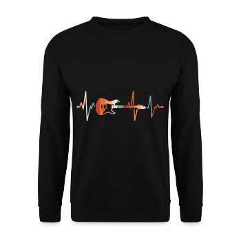 Herzschlag E-Gitarre - Unisex Pullover - Schwarz - Vorne - Alina (178cm) & Michal (187cm)