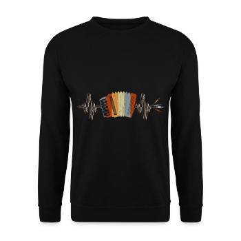 Akkordeon Herzschlag Zieharmonika - Unisex Pullover - Schwarz - Vorne - Alina (178cm) & Michal (187cm)