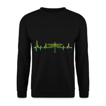 Herzschlag Libelle Libellen Dragonfly - Unisex Pullover - Schwarz - Vorne - Alina (178cm) & Michal (187cm)