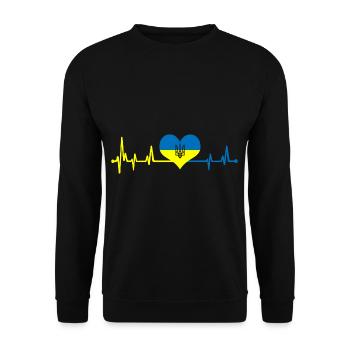 Heartbeat Ukraine Drapeau Je Me tiens avec l’Ukraine - Sweat-shirt Unisexe - noir - Devant - Alina (178cm) & Michal (187cm)