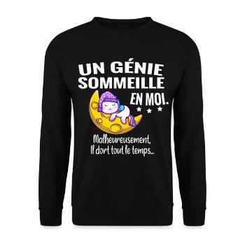 Un génie. Humour cadeau anniversaire - Sweat-shirt Unisexe - noir - Devant - Alina (178cm) & Michal (187cm)
