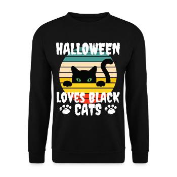 halloween loves black cats gift idea - Unisex Sweatshirt - black - Front - Alina (178cm) & Michal (187cm)