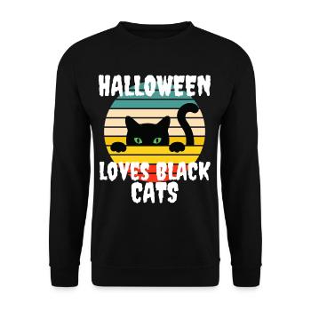 halloween loves black cats gift idea - Unisex Sweatshirt - black - Front - Alina (178cm) & Michal (187cm)