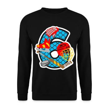 Hockey sur glace 6e anniversaire Numéro 6 - 6 ans - Sweat-shirt Unisexe - noir - Devant - Alina (178cm) & Michal (187cm)