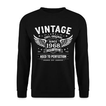 1968 Vintage 1968 57e Anniversaire 1968 Rétro 1968 - Sweat-shirt Unisexe - noir - Devant - Alina (178cm) & Michal (187cm)