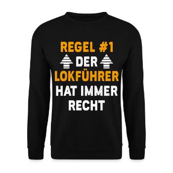 Lokführer Geschenk Geburtstag Spruch - Unisex Pullover - Schwarz - Vorne - Alina (178cm) & Michal (187cm)