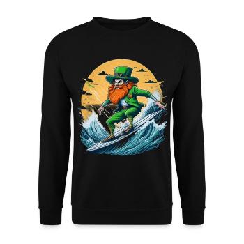 St. Patrick's Day Kleeblatt Surfen - Unisex Pullover - Schwarz - Vorne - Alina (178cm) & Michal (187cm)