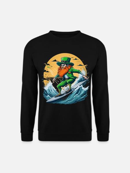St. Patrick's Day Shamrock Surfing - Unisex Sweatshirt - black