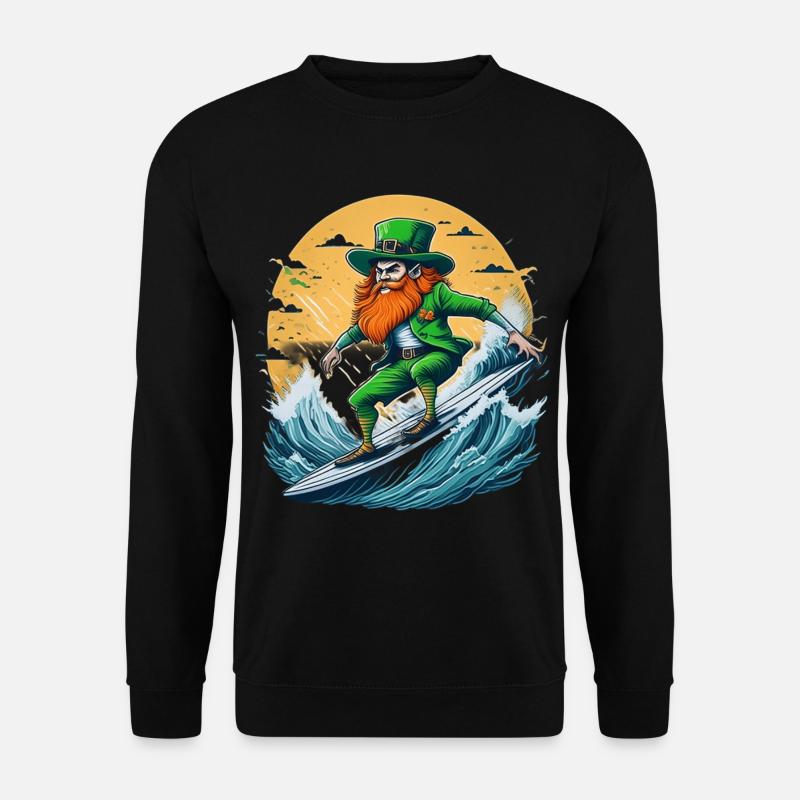 St. Patrick's Day Shamrock Surfing - Unisex Sweatshirt - black