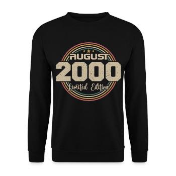 Millésime Né(e) Août 2000 Cadeau Anniversaire 2000 - Sweat-shirt Unisexe - noir - Devant - Alina (178cm) & Michal (187cm)
