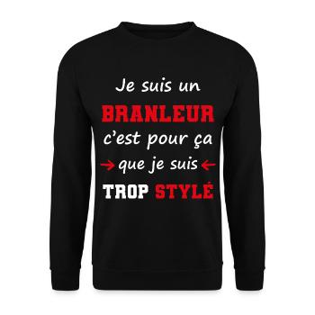cadeau marrant mec stylé branleur - Sweat-shirt Unisexe - noir - Devant - Alina (178cm) & Michal (187cm)
