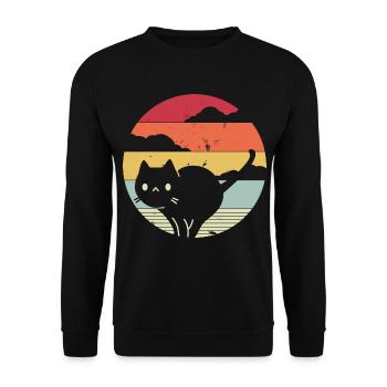 Funny cat in retro style - Unisex Sweatshirt - black - Front - Alina (178cm) & Michal (187cm)