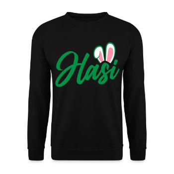 Hasi - süße Häschenohren | Farben änderbar - Unisex Pullover - Schwarz - Vorne - Alina (178cm) & Michal (187cm)