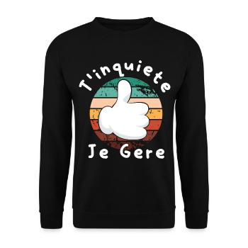 Keine Sorge, ich verwalte Humorous Gift Anniversair - Unisex Pullover - Schwarz - Vorne - Alina (178cm) & Michal (187cm)
