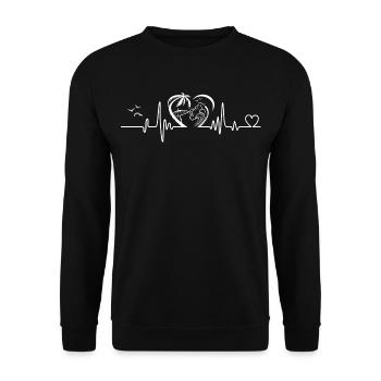 Summer Beach Heartbeat Funny Family Vacation Beach - Unisex Sweatshirt - black - Front - Alina (178cm) & Michal (187cm)