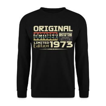 Birthday October 1973 Original | October 1973 - Unisex Sweatshirt - black - Front - Alina (178cm) & Michal (187cm)