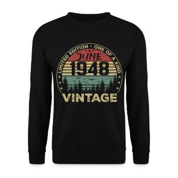 Geschenk Juni 1948 Geburtstag Juni 1948 Juni 1948 - Unisex Pullover - Schwarz - Vorne - Alina (178cm) & Michal (187cm)