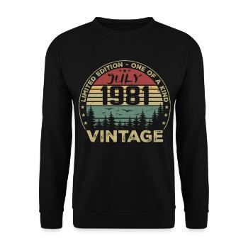 Cadeau D'anniversaire Juillet 1981 Vintage 1981 - Sweat-shirt Unisexe - noir - Devant - Alina (178cm) & Michal (187cm)