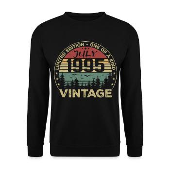 Cadeau D'anniversaire Juillet 1995 Vintage 1995 - Sweat-shirt Unisexe - noir - Devant - Alina (178cm) & Michal (187cm)