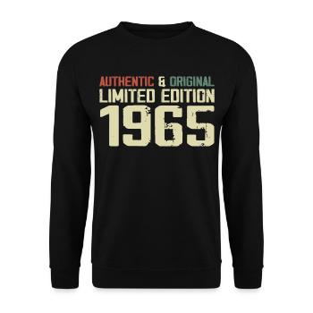 1965 Geburtstagsgeschenk 1965 Jahrgang 1965 Retro - Unisex Pullover - Schwarz - Vorne - Alina (178cm) & Michal (187cm)
