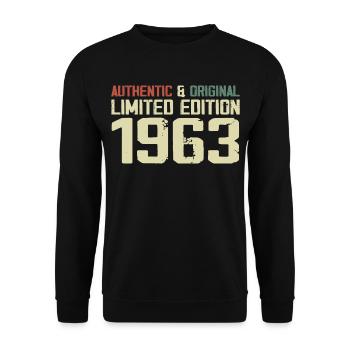 1963 Geburtstagsgeschenk 1963 Jahrgang 1963 Retro - Unisex Pullover - Schwarz - Vorne - Alina (178cm) & Michal (187cm)