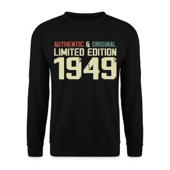1949 Geburtstagsgeschenk 1949 Jahrgang 1949 Retro - Unisex Pullover - Schwarz - Vorne - Alina (178cm) & Michal (187cm)