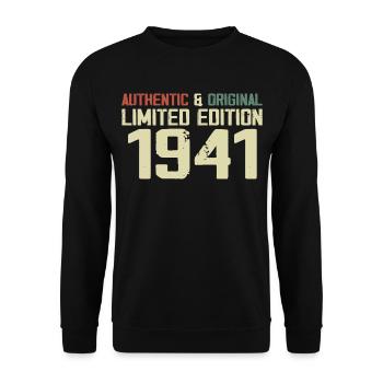 1941 Geburtstagsgeschenk 1941 Jahrgang 1941 Retro - Unisex Pullover - Schwarz - Vorne - Alina (178cm) & Michal (187cm)