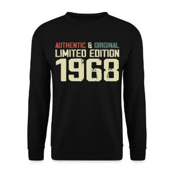 1968 Geburtstagsgeschenk 1968 Jahrgang 1968 Retro - Unisex Pullover - Schwarz - Vorne - Alina (178cm) & Michal (187cm)