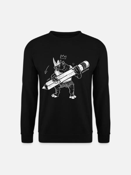Royal Rhino – Creative King with Pen - Unisex Sweatshirt - black