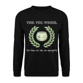 Veni. Vidi. Diaper - Unisex Sweatshirt - black - Front - Alina (178cm) & Michal (187cm)