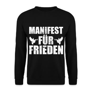Manifest für Frieden Geschenkidee - Unisex Pullover - Schwarz - Vorne - Alina (178cm) & Michal (187cm)