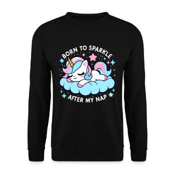 Born To Sparkle Cute Kawaii Unicorn - Unisex Sweatshirt - black - Front - Alina (178cm) & Michal (187cm)