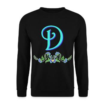 Flower Blue D - Unisex Sweatshirt - black - Front - Alina (178cm) & Michal (187cm)