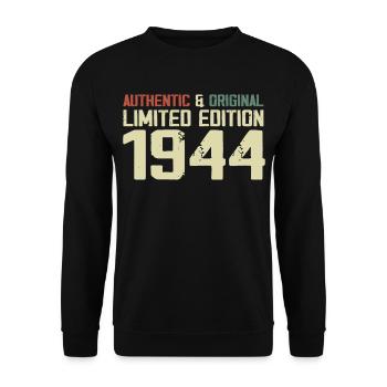 1944 Geburtstagsgeschenk 1944 Jahrgang 1944 Retro - Unisex Pullover - Schwarz - Vorne - Alina (178cm) & Michal (187cm)